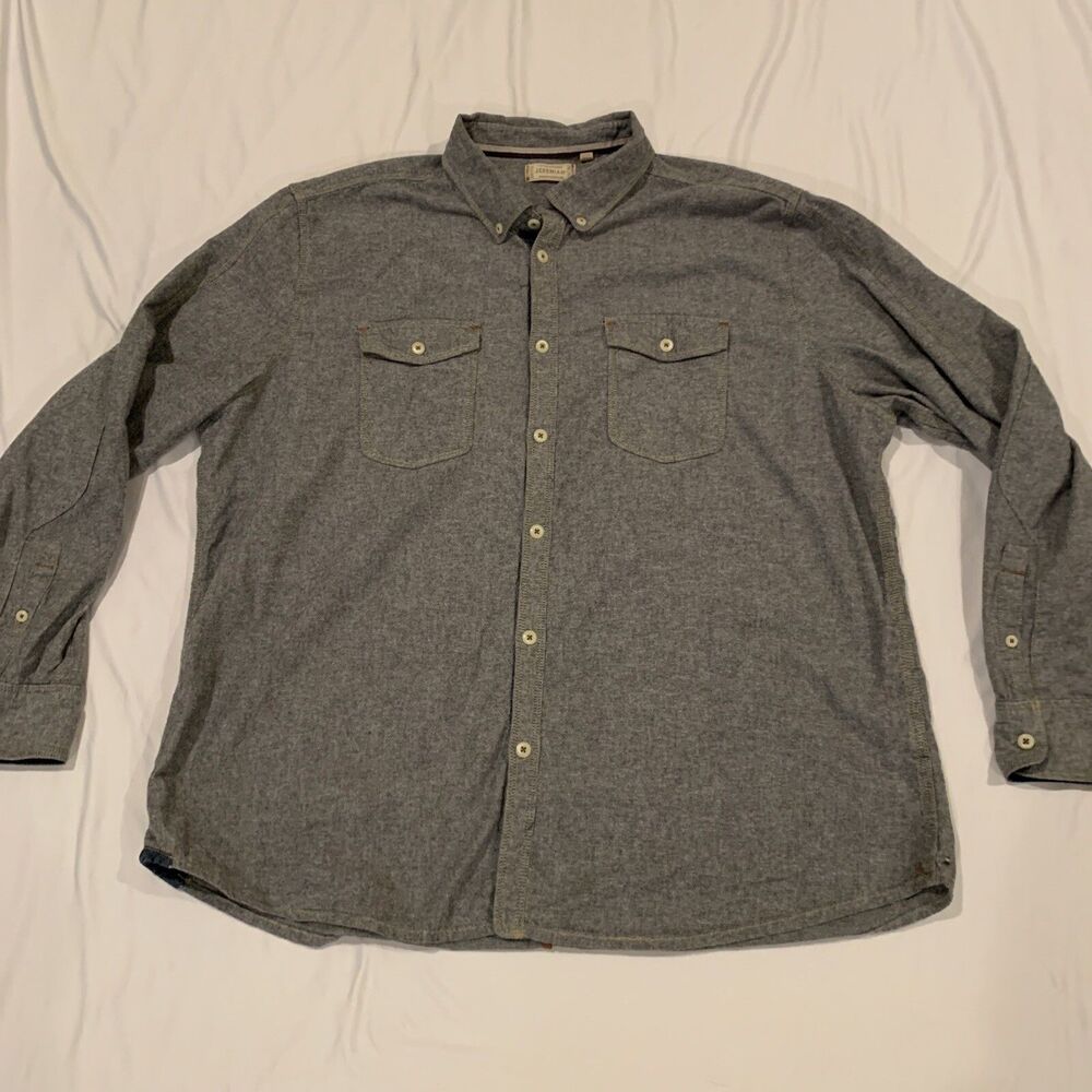 Jeremiah Vintage Workwear Men's Gray Long Sleeve Button Down Oxford Shirt XXL